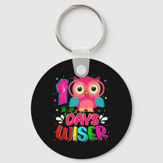 Dagar Wiser Cute Uggla 100 dagar Smartare 100 daga Nyckelring (Framsida)
