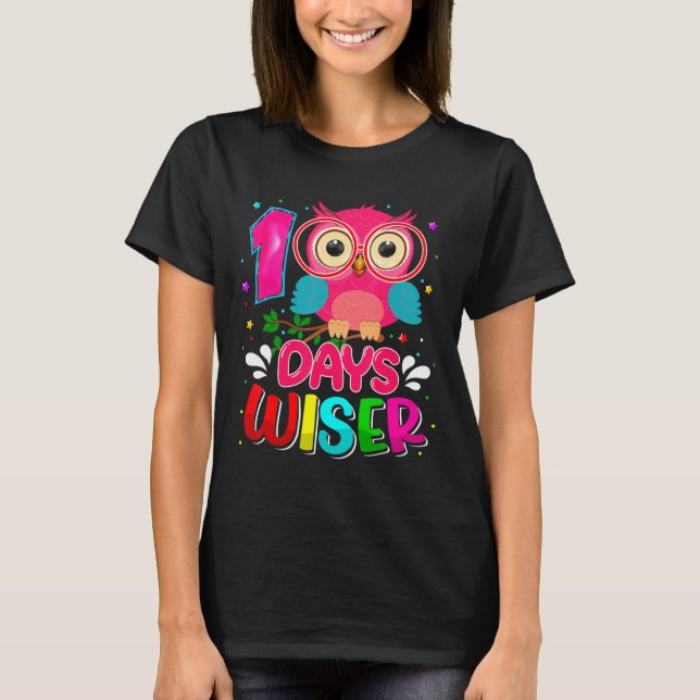 Dagar Wiser Cute Uggla 100 dagar Smartare 100 daga T Shirt (Framsida)