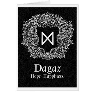 Dagaz /Happiness/ Black-version Hälsningskort