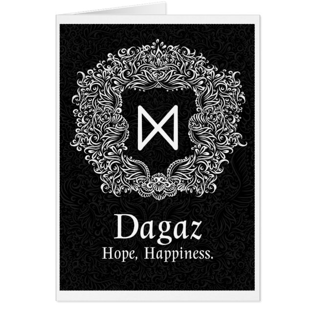 Dagaz /Happiness/ Black-version Hälsningskort (Framsidan)