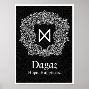 Dagaz /Happiness/ Black-version Poster