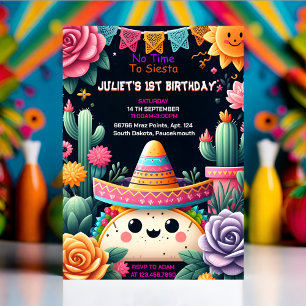 dagcactusöt uno taco första fiesta 1:a födelsedage inbjudningar