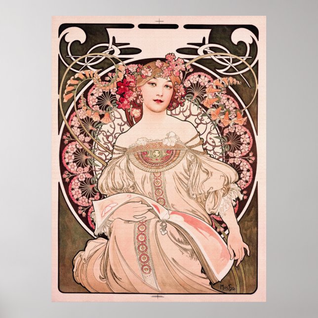 Dagdröm av Alphonse Mucha  Poster (Framsidan)