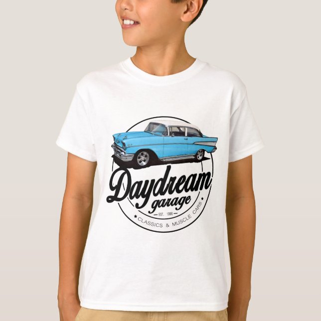 Dagdrömgarage med Chevrolet 1957 Bel Air Tee Shirt (Framsida)