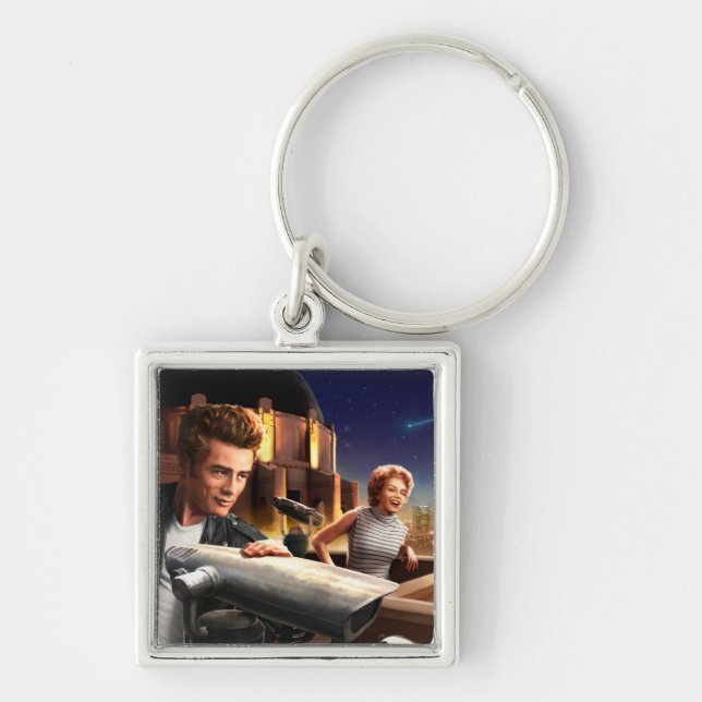 Dagdrömmare Fyrkantig Silverfärgad Nyckelring (Framsidan)