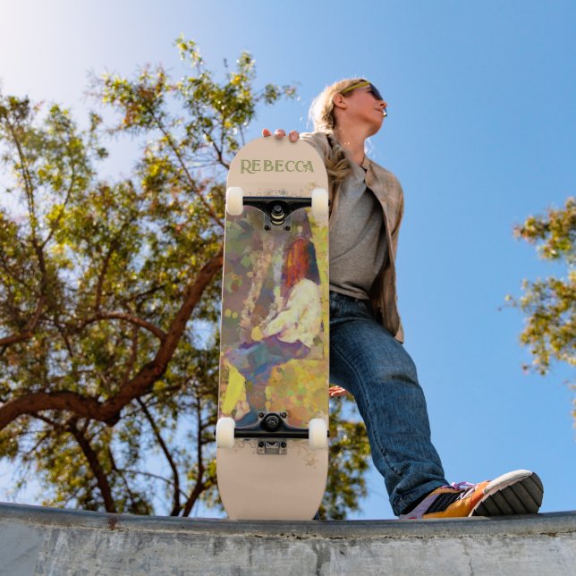 Dagdrömmarflicka på vägg Abstrakt färgglad geometr Mini Skateboard Bräda 18,5 Cm (Utomhus 1)