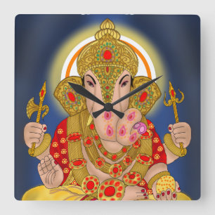 Dagduseth Ganesha Clock Fyrkantig Klocka