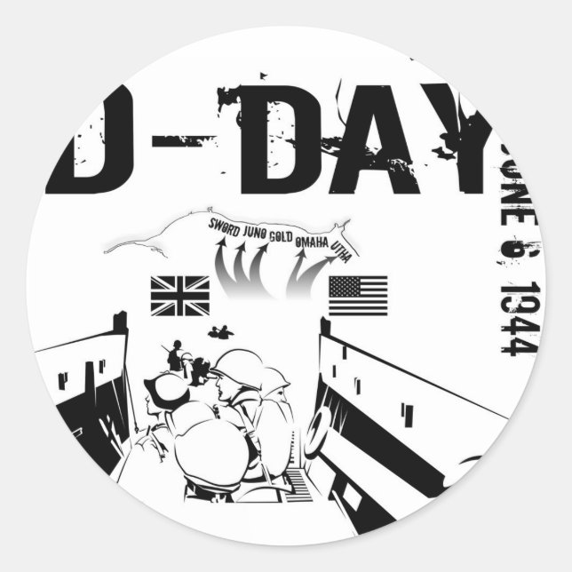DAGEN 6 juni 1944 Runt Klistermärke (Framsida)