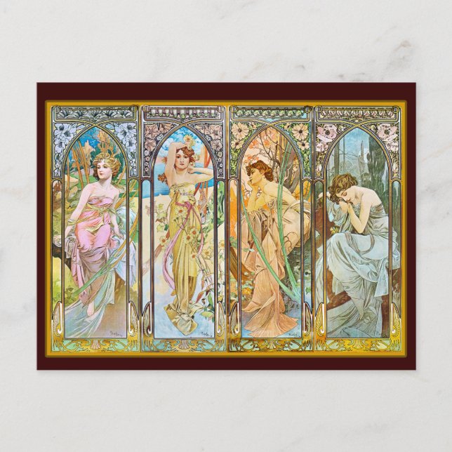 Dagen, Alphonse Mucha Vykort (Framsida)