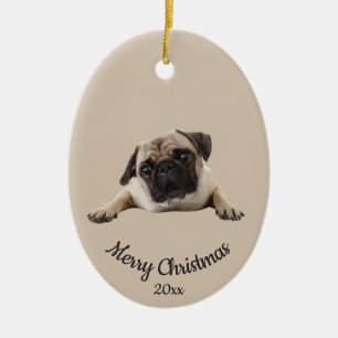 Dagen Anpassningsbar Foto-julpug-Hund Julgransprydnad Keramik