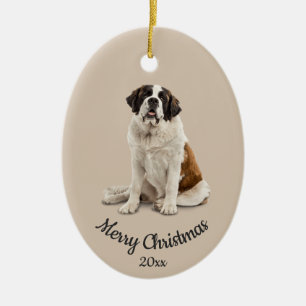 Dagen Anpassningsbar Photo jul St. Bernard Hund Pe Julgransprydnad Keramik