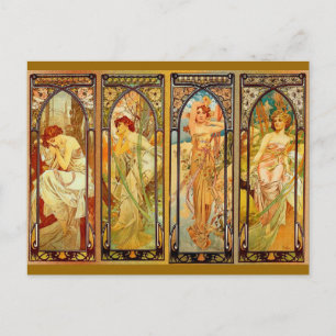 Dagen - av Alphonse Mucha Vykort