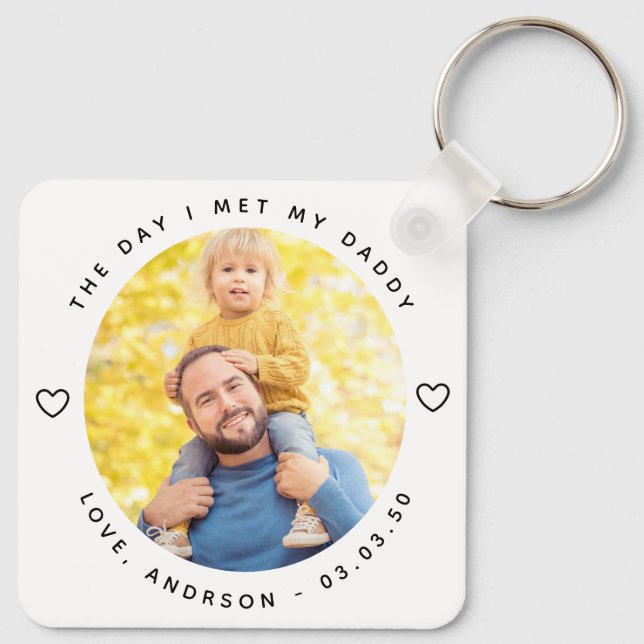 Dagen då jag mötte min pappa Photo First Fars dag Nyckelring (Baksida)
