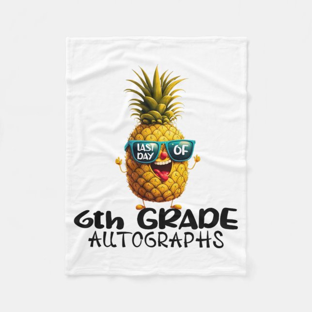 Dagen för 6e Klass Autograf Studenten Boys Girls F Fleecefilt (Framsidan)