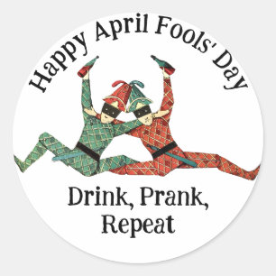 Dagen för att dricka Jesters April-dammar Runt Klistermärke