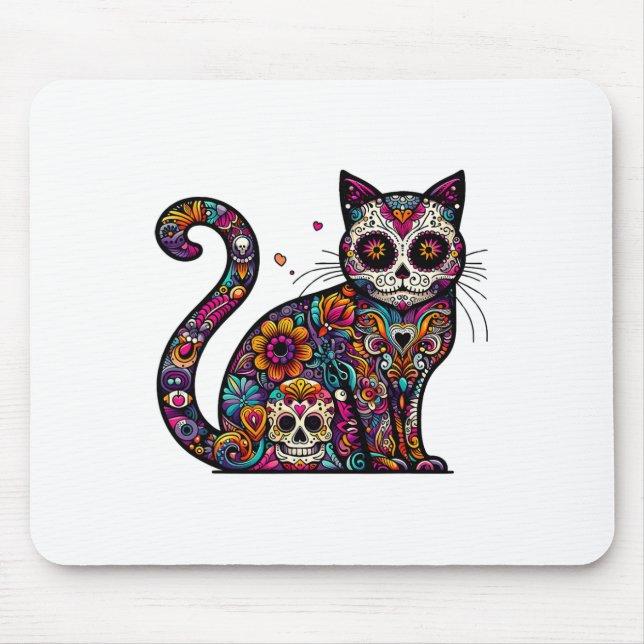 Dagen för död Cinco de Mayo Cat Sugar Skull Dia de Musmatta (Framsidan)