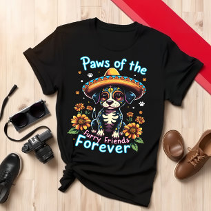 Dagen för dödens Hund T-shirt Hat & Flowers desi