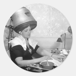 Dagen för Glamor Vintage Beauty Parlor New York Ci Runt Klistermärke
