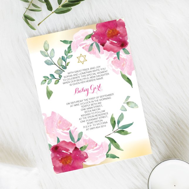 Dagen för jejsardömet Inbjudan - Rosa Flower & Gul (Skapare uppladdad)