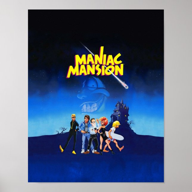 Dagen för Tentacle Maniac Mansion High Contrast Poster (Framsidan)