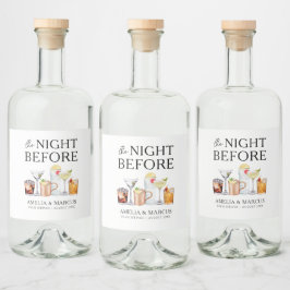 Dagen före parets repetitionsmiddag spritflaskor etikett
