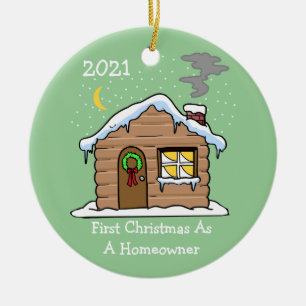 Dagen första jul som husägare 2021 (Cabin) Julgransprydnad Keramik