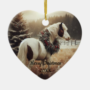 Dagen jul Horse Kärlek Art Julgransprydnad Keramik