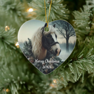Dagen jul Horse Kärlek Art Julgransprydnad Keramik