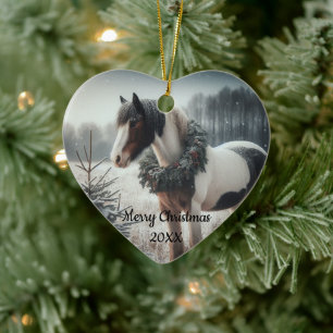 Dagen jul Horse Kärlek Art Julgransprydnad Keramik