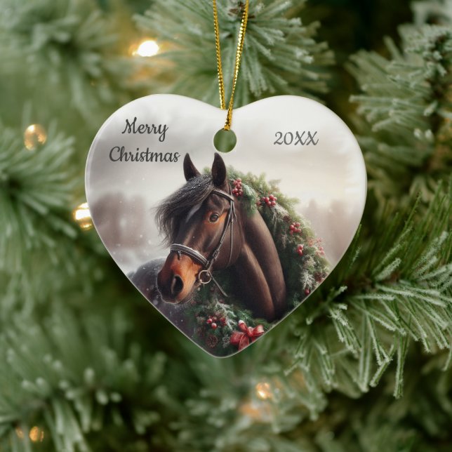 Dagen jul Horse Kärlek Art Julgransprydnad Keramik (Träd)