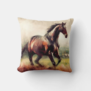 Dagen jul Running Brown Horse Kudde