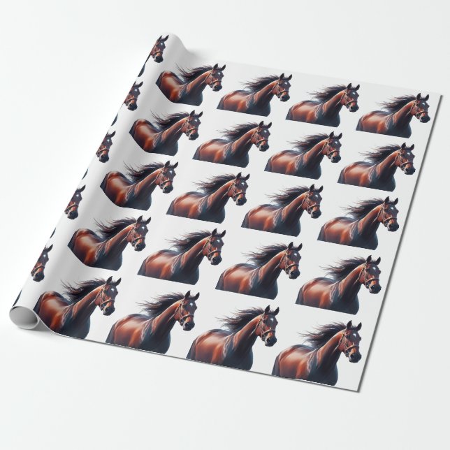 Dagen jul Running Brown Horse Presentpapper (Utrullad)