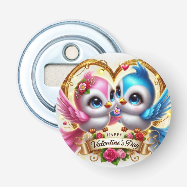 Dagen Lovebird badge Flaska-öppnare Flasköppnare (Framsidan)