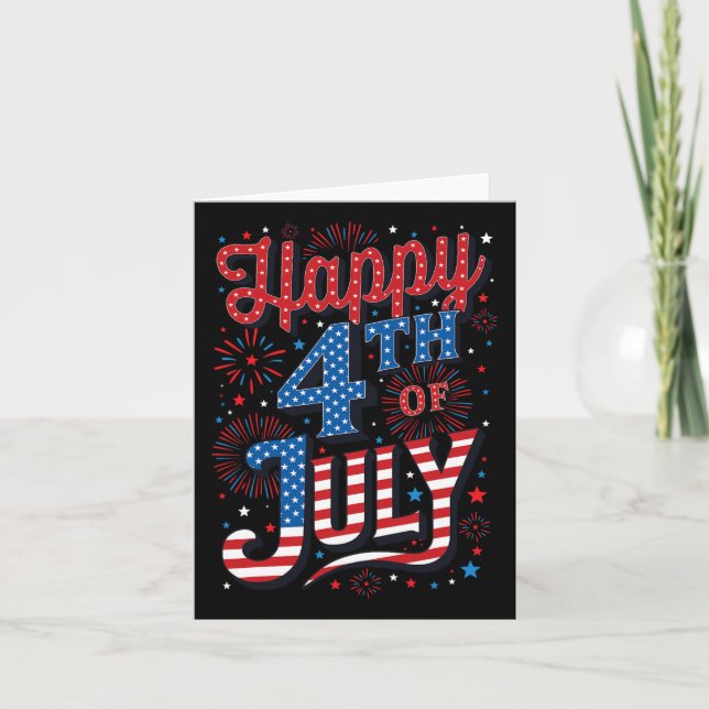 Dagen Lycklig 4 juli Kort (Framsida)