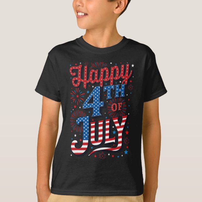Dagen Lycklig 4 juli T Shirt (Framsida)