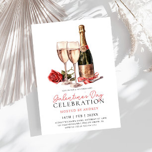Dagen Party i den moderna Vin Champagne Galentine Inbjudningar