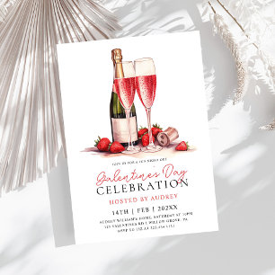 Dagen Party i den moderna Vin Champagne Galentine Inbjudningar