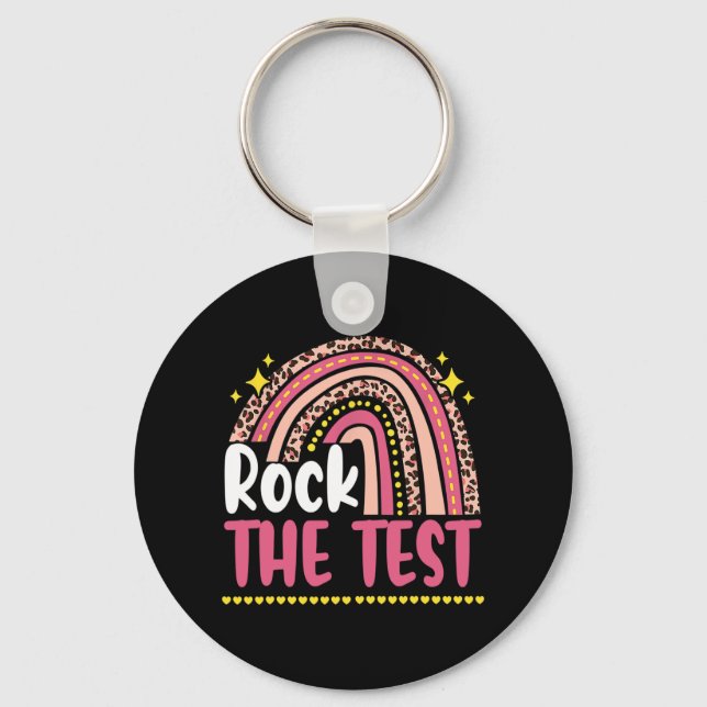 Dagen Sten testlärarens testdag Regnbågslinga Nyckelring (Framsida)