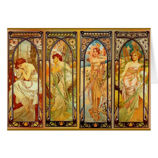 Dagen - vid Alphonse Mucha Hälsningskort (Framsidan Horizontal)