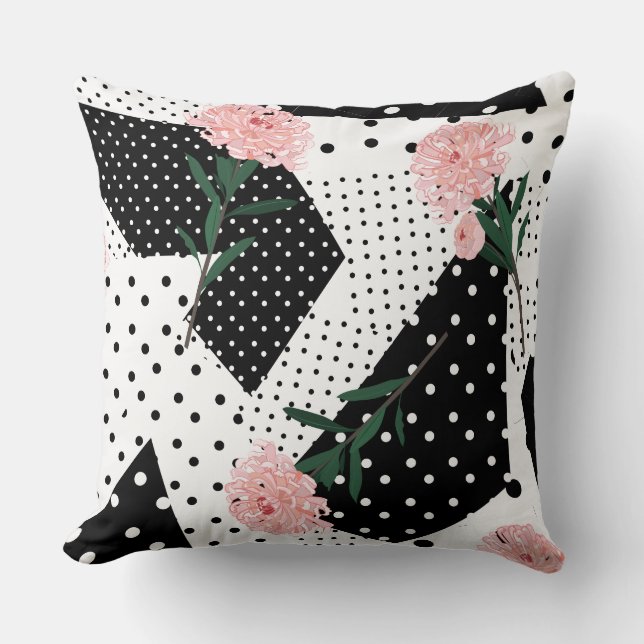 Dagens Abstrakter och Rosa Flowers Kudde (Framsida)