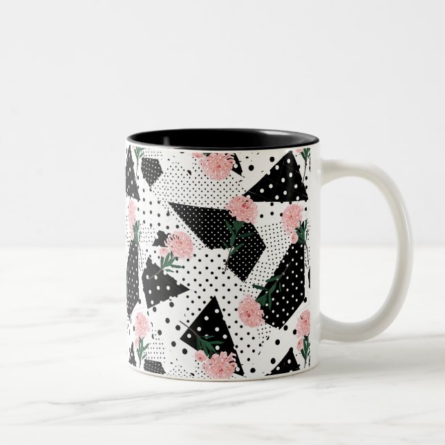 Dagens Abstrakter och Rosa Flowers Två-Tonad Mugg (Höger)