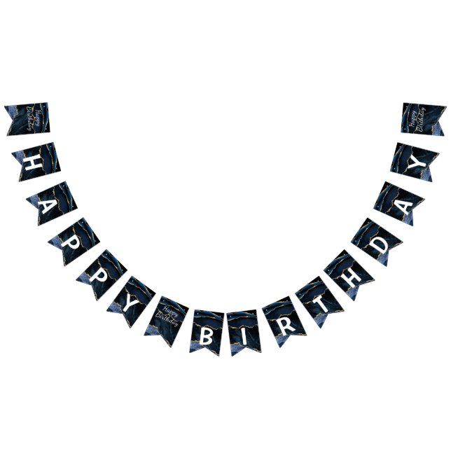 Dagens Agate Navy Blue Guld Marble Bunting Flaggor (Alla)