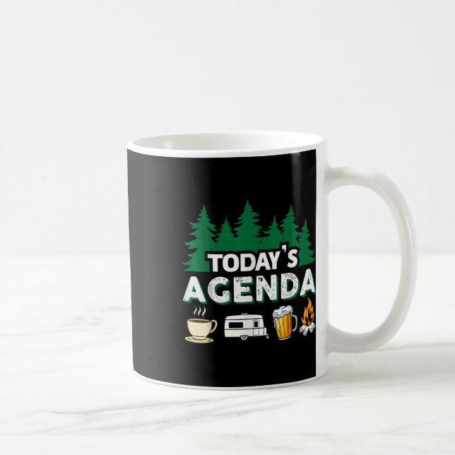 Dagens Agenda _ Kaffe Camping Öl Lägger eld på läg Kaffemugg (Höger)