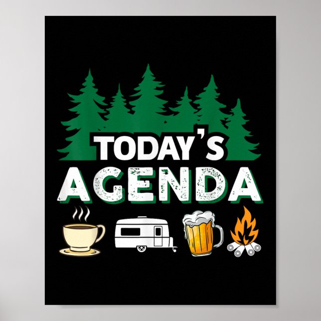Dagens Agenda _ Kaffe Camping Öl Läggereld _ Cam Poster (Framsidan)