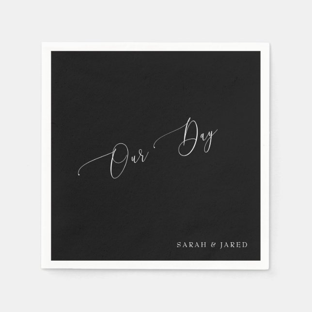 Dagens Anpassningsbar B/W Bröllop Cocktail Pappersservett (Framsidan)