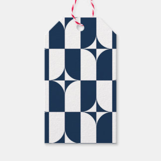 Dagens blå och vita medelårhundrade moderna presentetikett