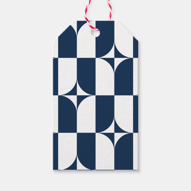 Dagens blå och vita medelårhundrade moderna presentetikett (Framsidan)