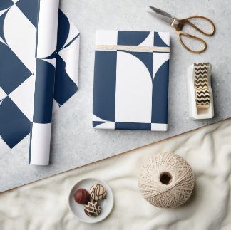 Dagens blå och vita medelårhundrade moderna presentpapper