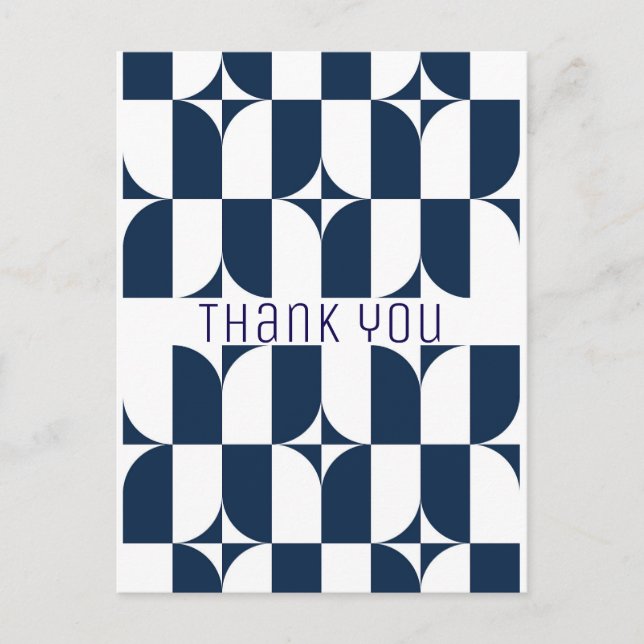 Dagens blå och vita medelårhundrade moderna vykort (Framsida)