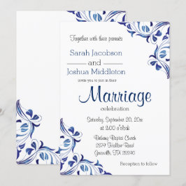 Dagens blå safir-Blommigt Inbjudningar